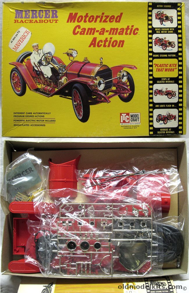 ITC 1/8 Mercer Raceabout Motorized Cam-a-Matic with Working Lights, 36376-895 plastic model kit